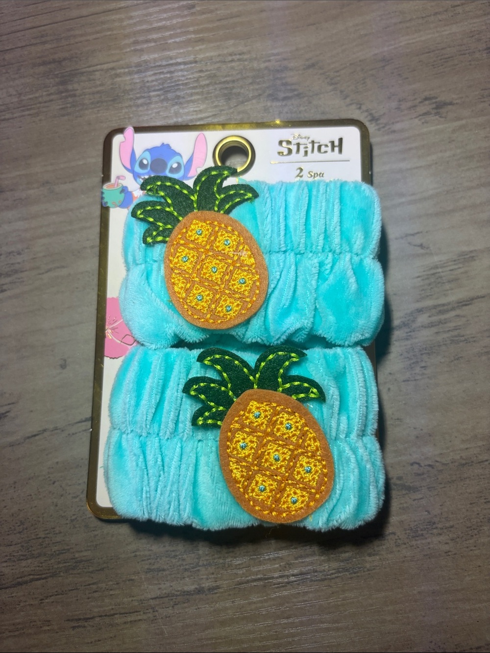 🆕💜 Disney Stitch Pineapple Spa Wristbands 2-Pack Face Washing Wrist Cuffs NWT